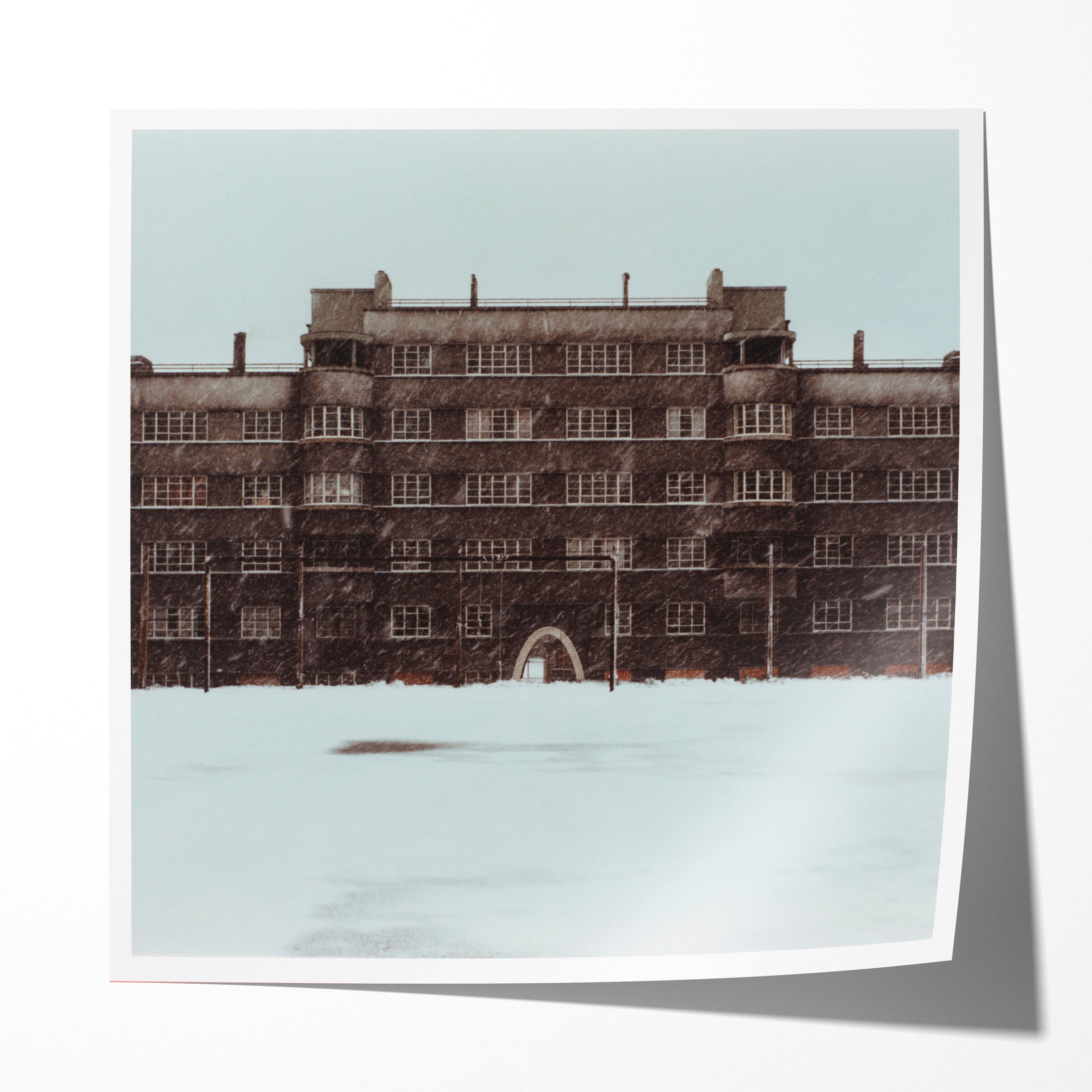 Wright House in Snow, Quarry Hill Flats, Leeds, 1977