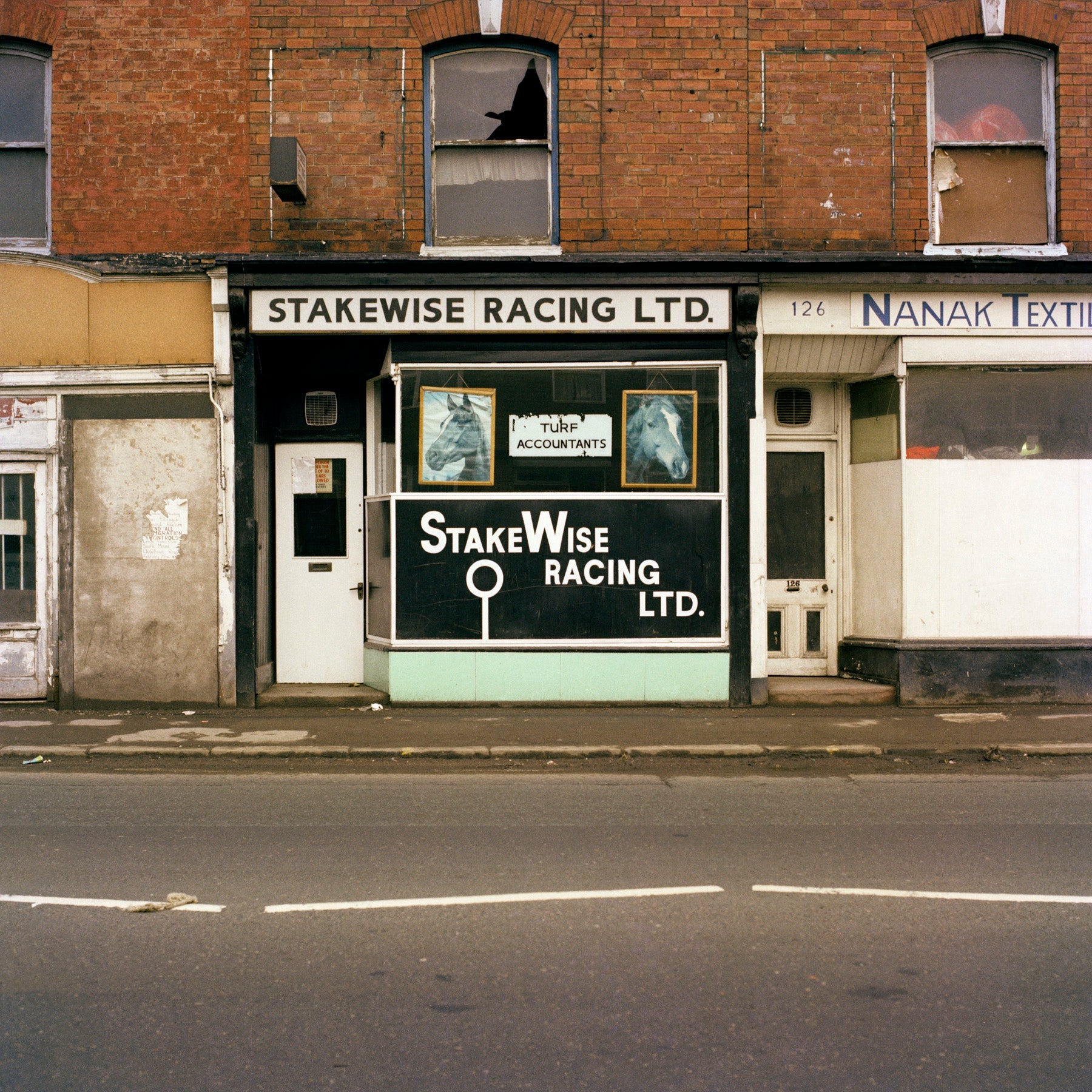 Stakewise Racing, Meanwood Road, Leeds, 1980s - Reproduction Print