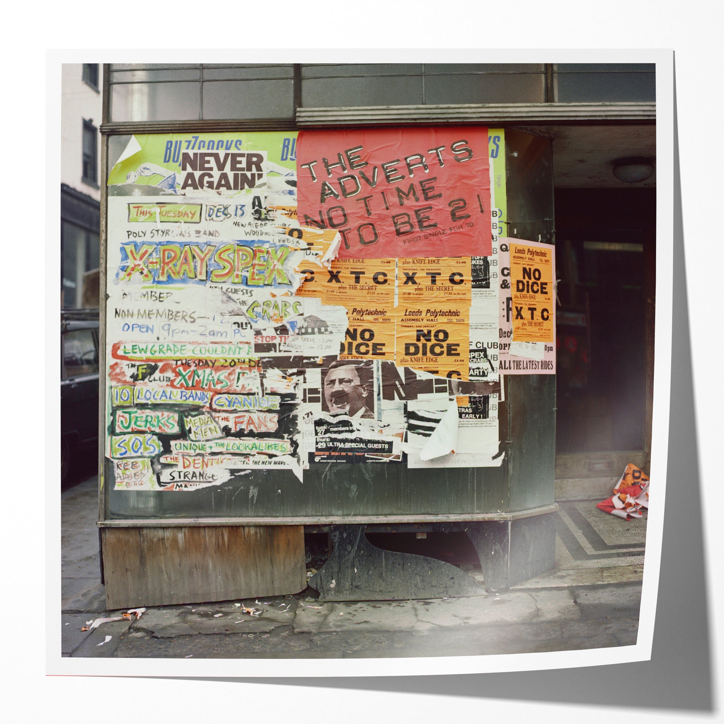 Posters, city centre, Leeds, 1978