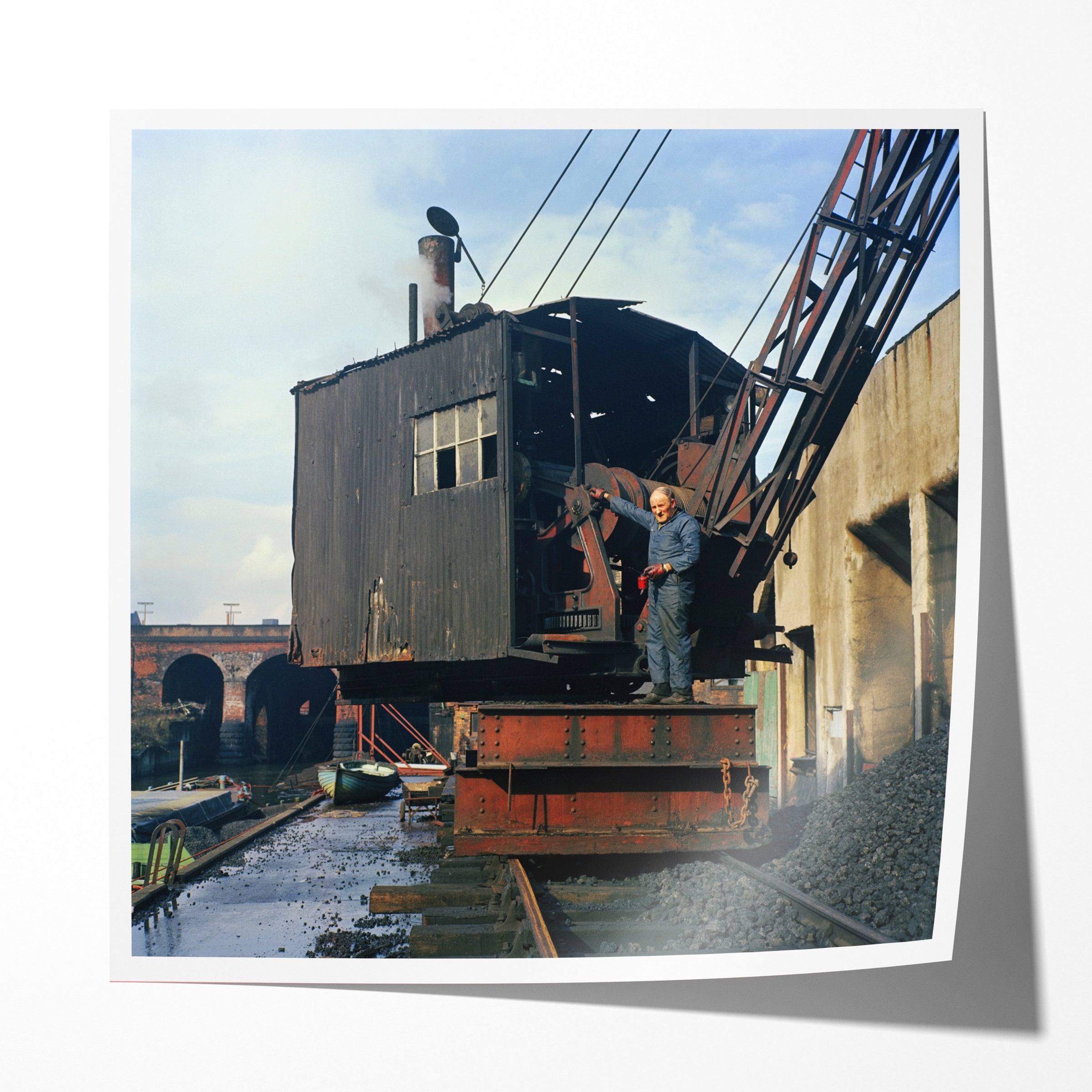 Worker, Leeds Canal, 1970s