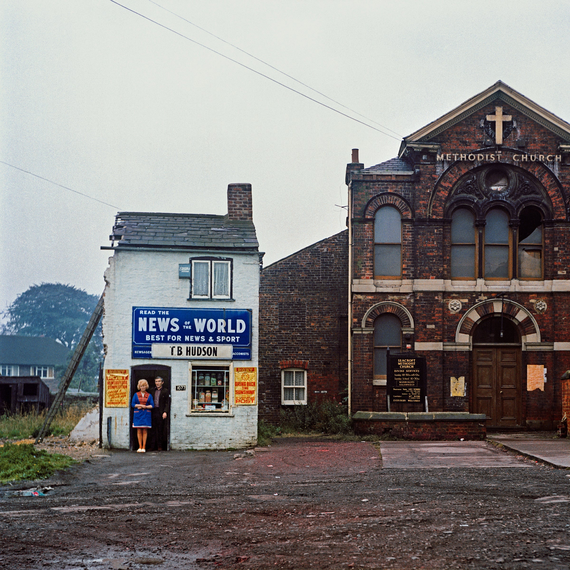 Mr. and Mrs. Hudson, by the old Seacroft Chapel, York Road, Leeds, 1974 - 16x20" Pigment Print